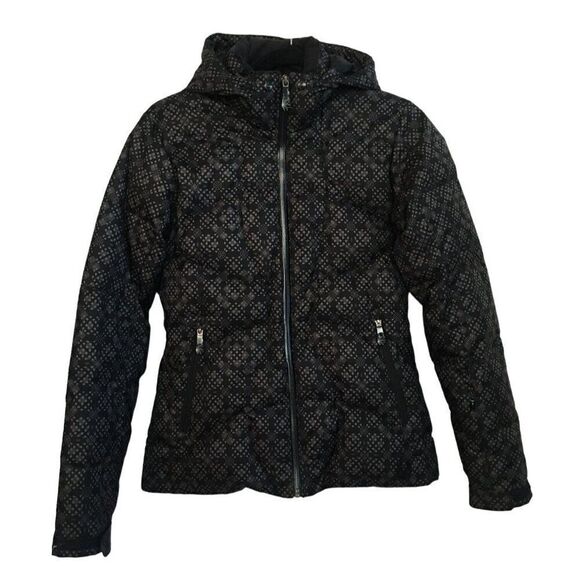 Spyder Boys Hooded Jacket Size 4 Black Patterned Insulated Winter Coat - Picture 1 of 10